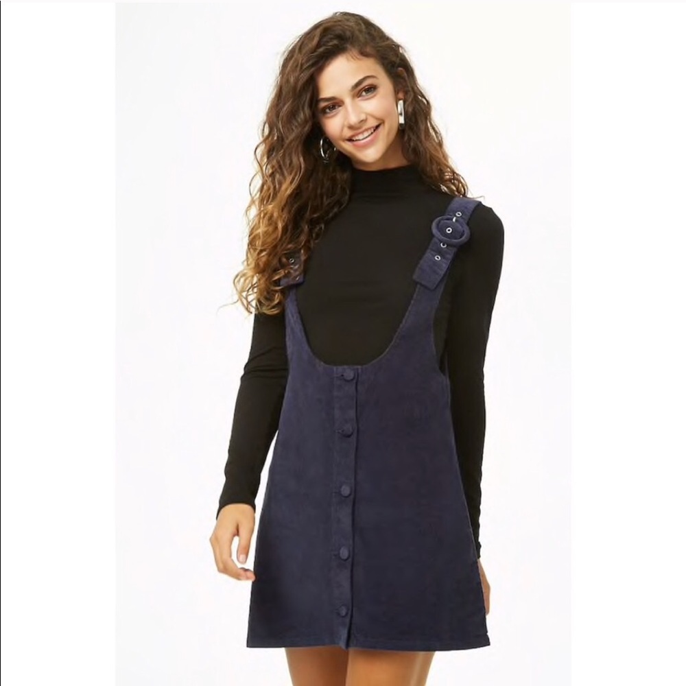 Blue Corduroy Pinafore Dress